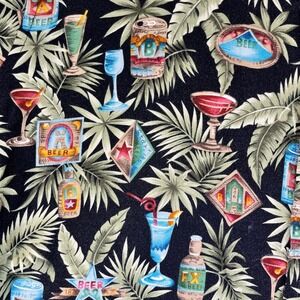Vintage Tropical Hawaiian Cocktails Beer Mens‎ XL beach summer button up shirt